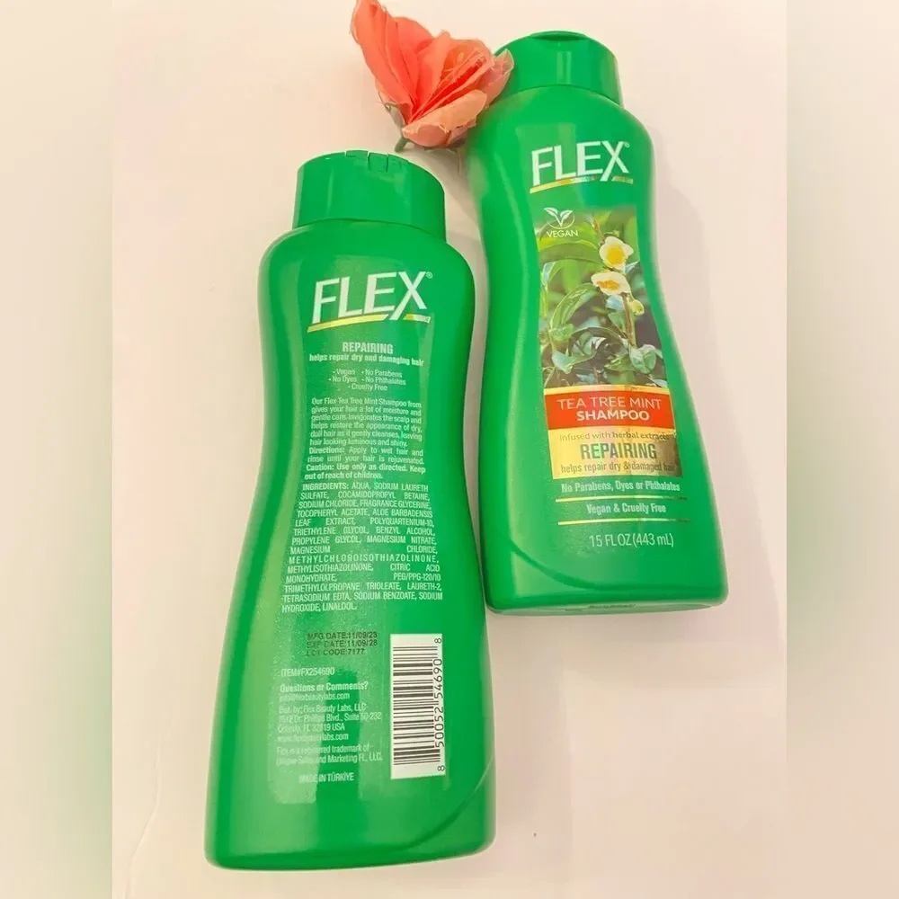 🛍️2 Pack FLEX Tea Tree Mint Shampoo Repairing 15 FL OZ